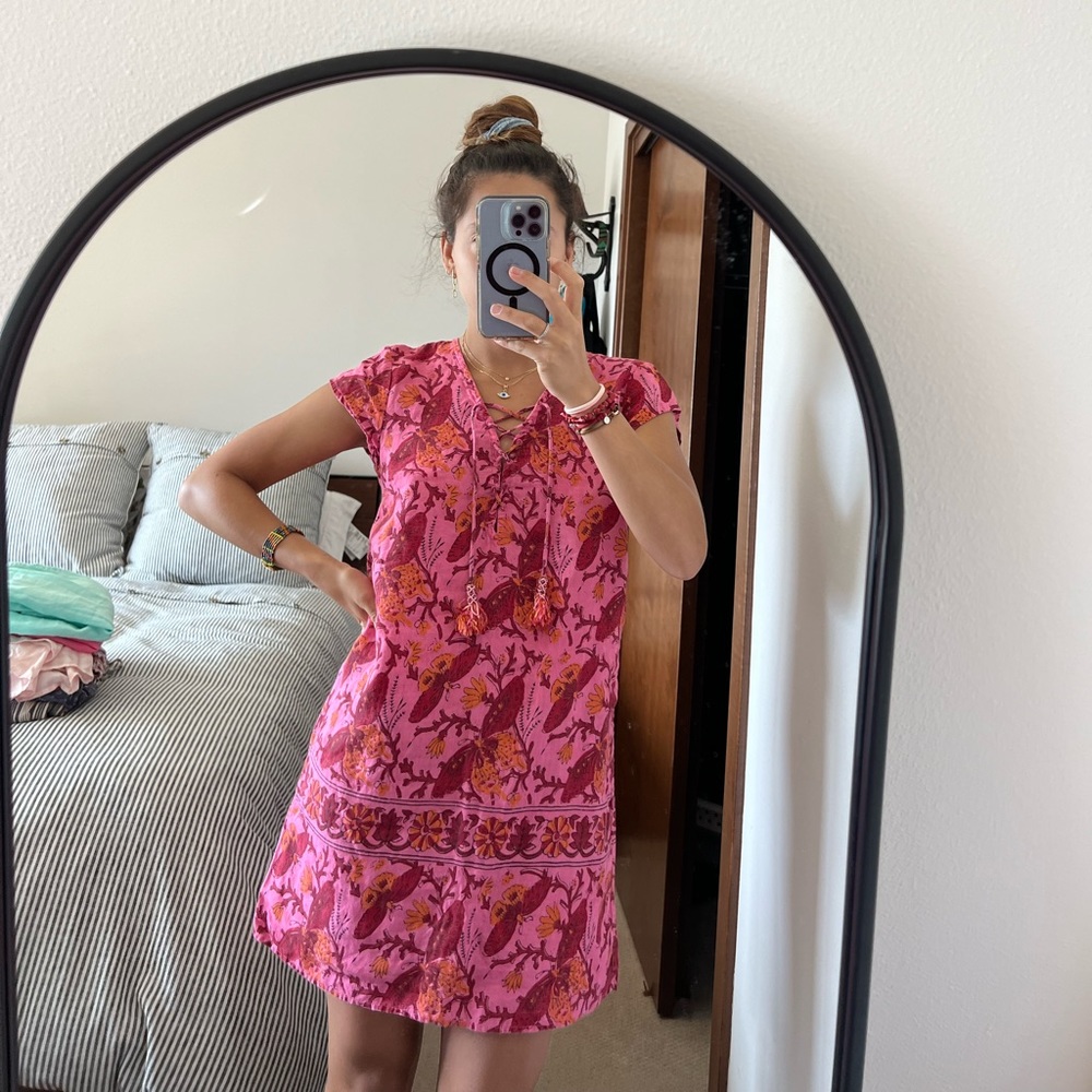 Linen floral dress